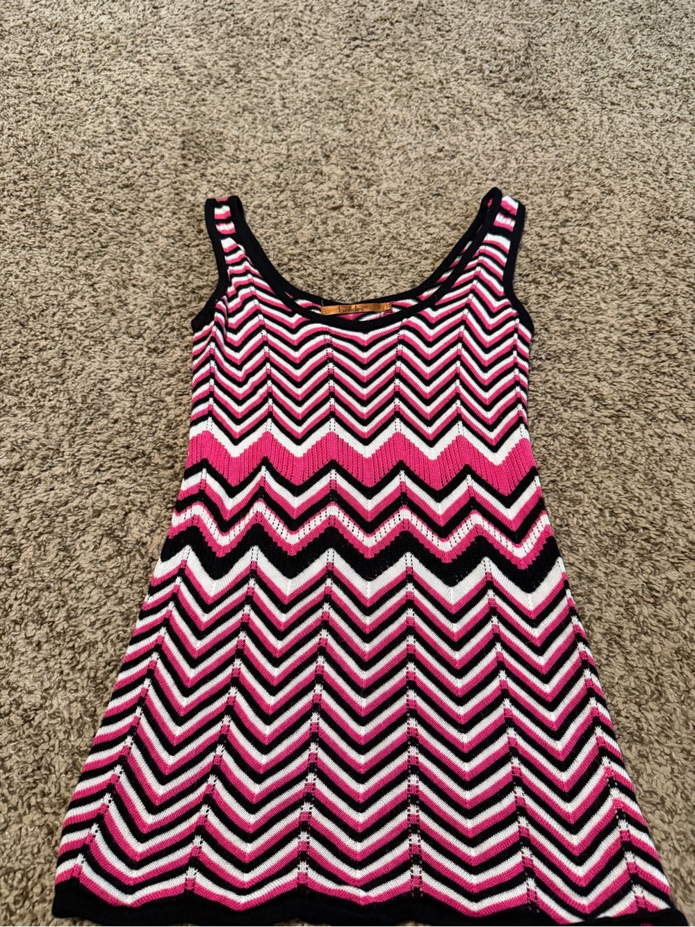 Belldini Pink, Black, and White Dressy Tank Top, Size S